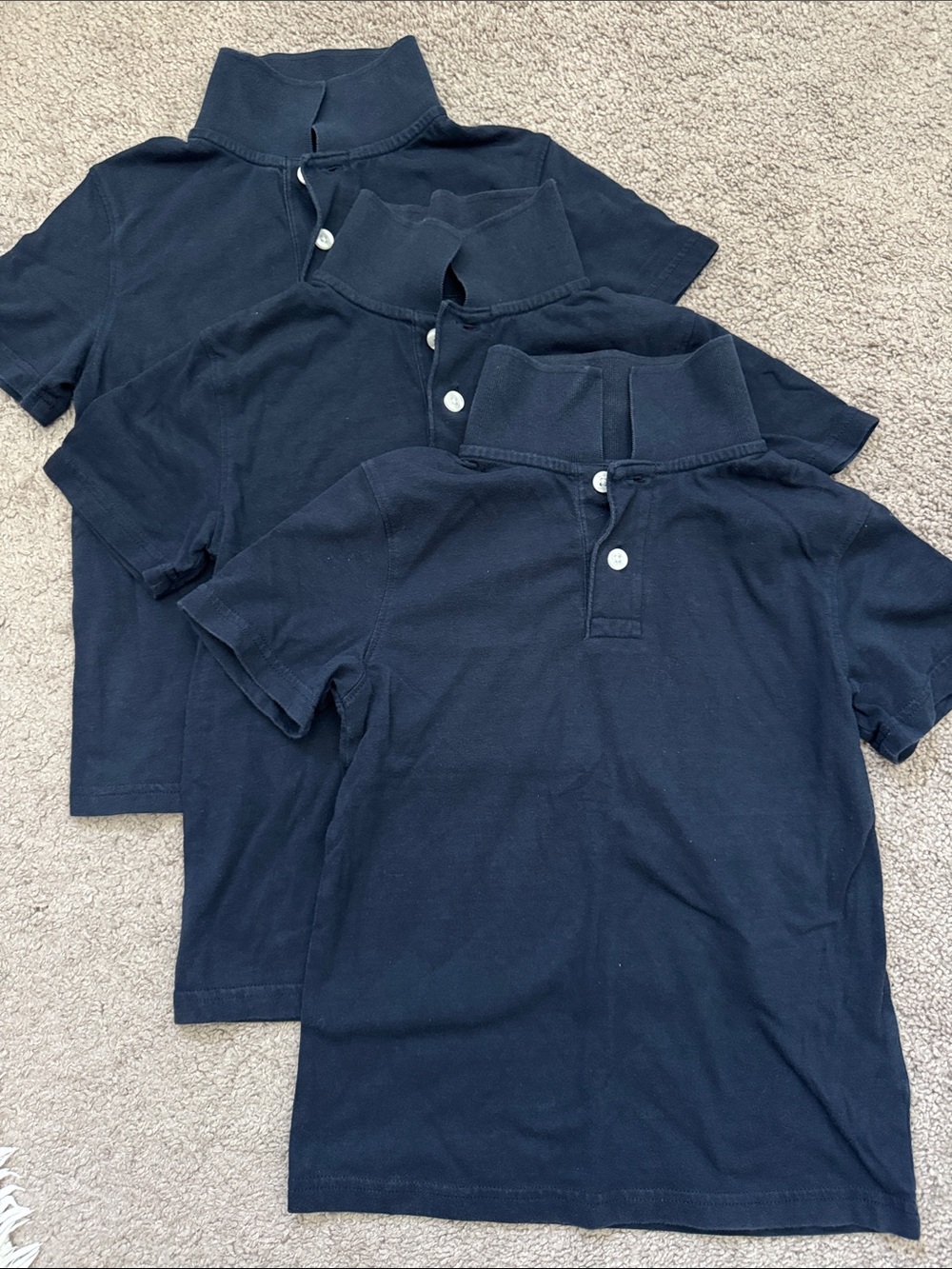 LOT of FIVE Cat & Jack Short Sleeve Jersey Uniform Polo Shirt Navy Blue XS 4/5